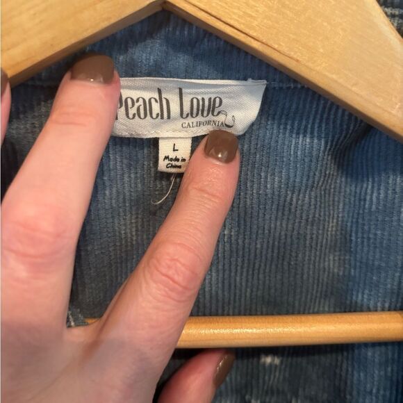 Anthropologie Peach Love California Blue Corduroy Jacket - Picture 2 of 5